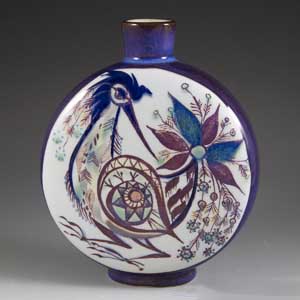royal copenhagen tenera circular vase designed by marianne johnson fantasy bird motif  217 over 3102