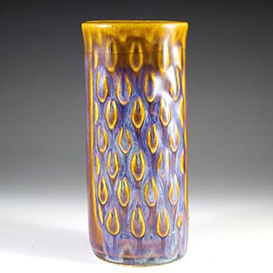Honeygold and blue vase by einar johansen for soholm