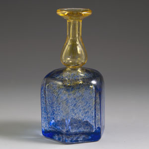 kosta boda antikva series yellow & blue glass vase designed by bertil vallien