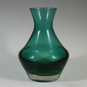 blue-green clear bottom glass vase