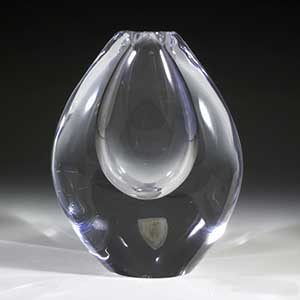 orrefors sweden clear glass teardrop vase