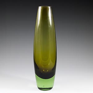 Green over green glass torpedo vase