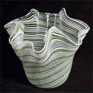 murano handkerchief vase green swirl