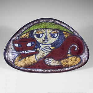 michael andersen persia glaze bowl woman with a cat 5516