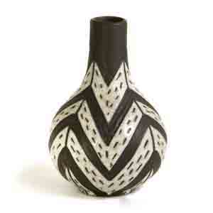 michael andersen & sonsmall black and white vase tribal/negro series