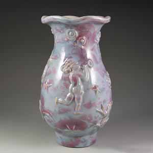 michael andersen vase pre-1950 featuring a cherub rooster goose, starfish 3050??