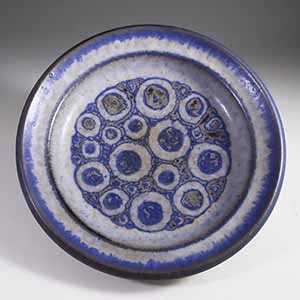 michael andersen blue and grey bowl by marianne starck,organic circles motif