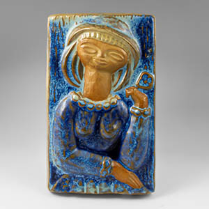 Michael Andersen relief, woman in blue designed my Marianne Stark, production number 6836