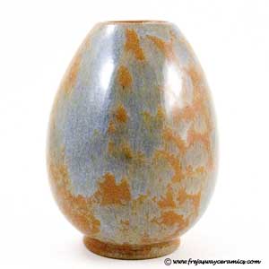 michael andersen and son egg-shaped vase blue and gold high luxter glaze