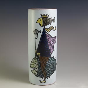 stig linberg vase with fish karnival carnival series