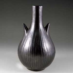 dark brown bulb vase by ejvind nielsen