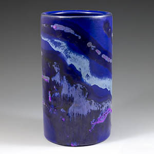 Knabstrup blue cylinder vase by Richard Manz