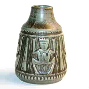 viking motif vase from johgus ceramic bornholm denmark