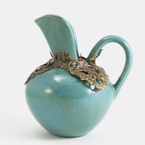 kehlet blue-green vase with metal pice