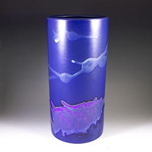 knabstrup tall blue vase, abstract pattern