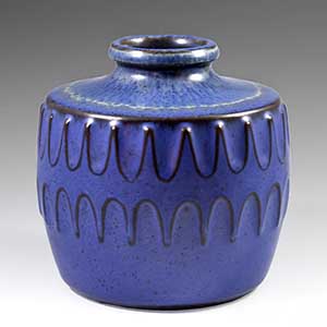 Electric blue vase by Gunter Preaschak for Knabstrup #513