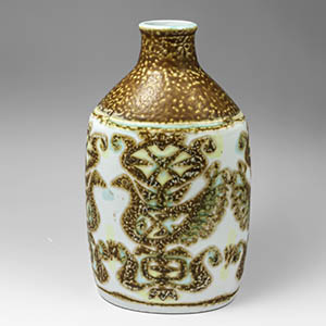 Aluminia/Royal Copenhagen Baca Bottle vase designed by Nils Thorsson 713 over 3208