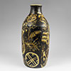 Royal Copenhagen brown and gold Baca bottle/flask avse designed by Nils Thorsson