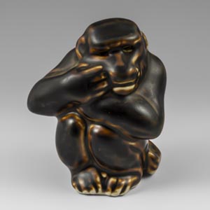 Royal Copenhagen sung glaze monkey figurine
