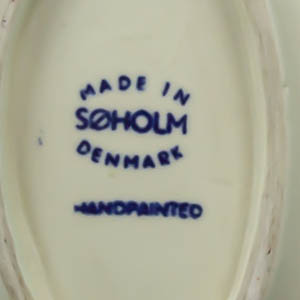 Soholm black & white Sandvig oval bowl designed by Rigmor Nielsen  marks