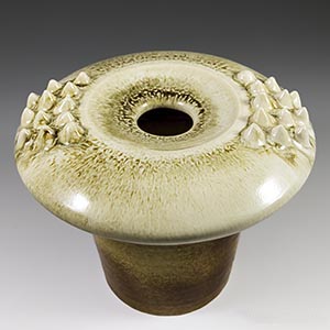 Soholm Ceramics, Bornholm, Denmark. Either a unique piece from Einar Johansen in the 'budding' style he experimented with or a test piece